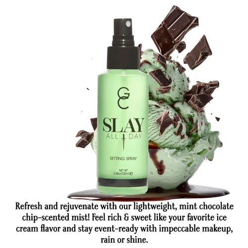 Vista 4 de Gerard Cosmetics Slay - Spray fijador de maquillaje para todo el día (aroma a chispas de chocolate menta), acabado mate con control de aceite, libre