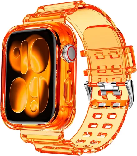 Vista 35 de DABAOZA - Correa transparente compatible con Apple Watch de 1.772 in y 1.732 in, con purpurina transparente Women Men,Glitter Bling TPU