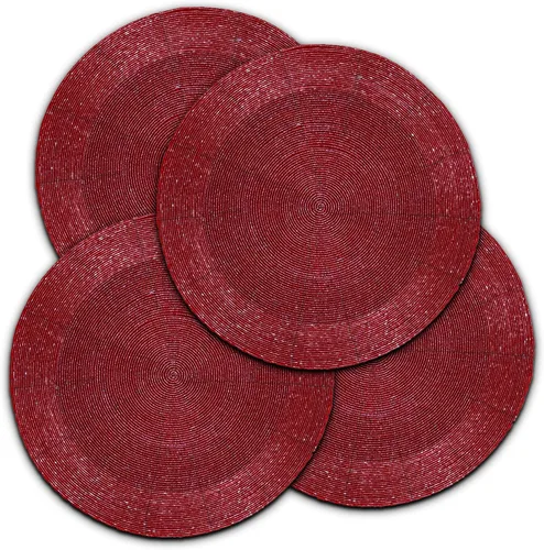 Vista 20 de Lightnpro - Juego de 4 manteles individuales redondos con cuentas negras, cargadores de mesa decorativos hechos a mano, elegantes manteles de mesa