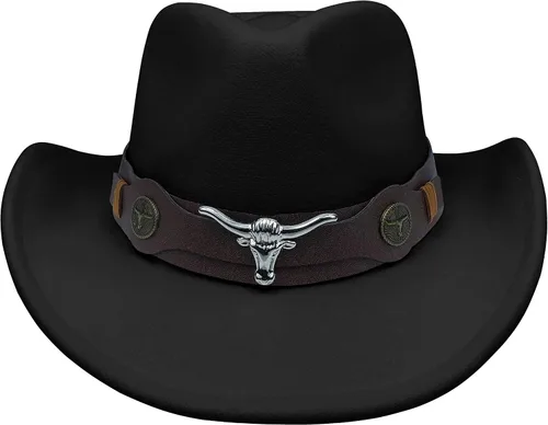 Vista 3 de thuizen Men's Modern Fedora Pinch Crown Rolled Cowboy Hat