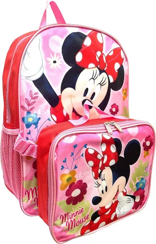 Vista 3 de Minnie Mochila Mouse de 16 pulgadas con lonchera desmontable para niña