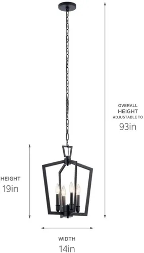 Vista 5 de Kichler Lighting Abbotswell - Colgante de 4 lámparas (19 pulgadas, latón natural)