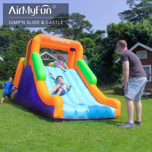 Vista 5 de AirMyFun Casa inflable de rebote para niños pequeños para interiores y exteriores, casa de rebote ancha para niños grandes con soplador de 450 W