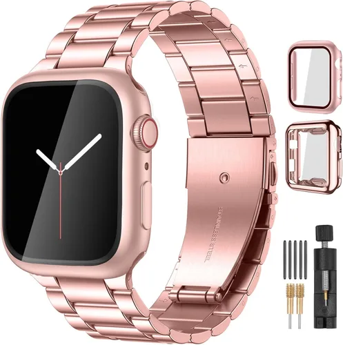 Vista 31 de Lerobo Compatible con Apple Watch Band de 1.732 in 1.654 in 1.575 in 1.496 in 1.614 in 1.772 in 150.9 ft 1.929 in, correa de metal de acero