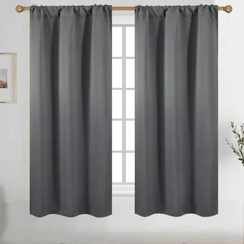 Vista 49 de Diraysid Cortinas opacas beige para dormitorio y sala de estar, cortinas con aislamiento térmico para oscurecer la habitación, 42 x 63 pulgadas, 2