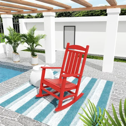 Vista 17 de WO Home Furniture Silla Mecedora de Patio Moderna para Exteriores HDPE Resistente a UV y Clima (Negro)