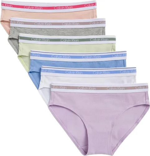 Vista 4 de Calvin Klein girls Cotton Hipster Underwear Panties, 6-pack Paquete Delta Teal