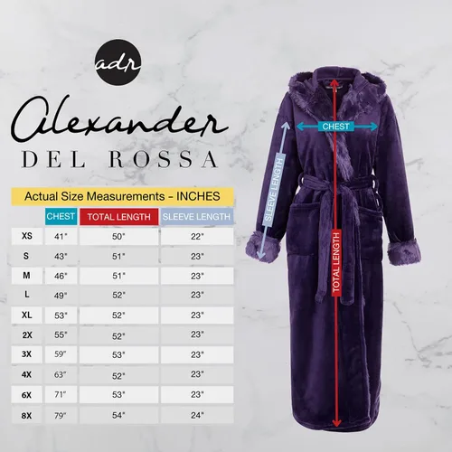 Vista 6 de Alexander Del Rossa - Bata de baño larga, de forro polar cálido con capucha, para mujer