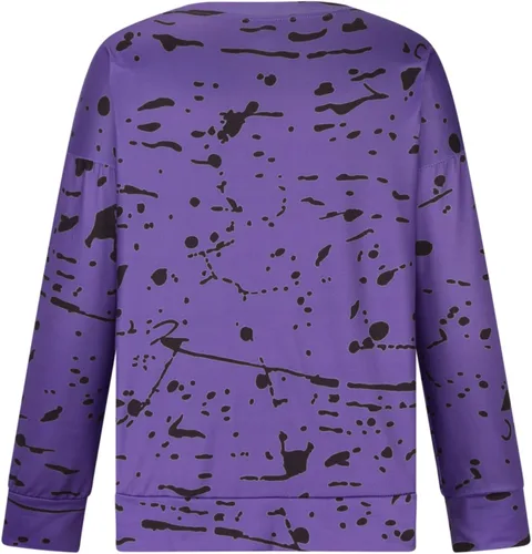 Vista 3 de Stessotudo Sudaderas para mujer 2023 Casual Plus Size Camisas de manga larga cuello redondo moda estampado pulóver moda otoño tops