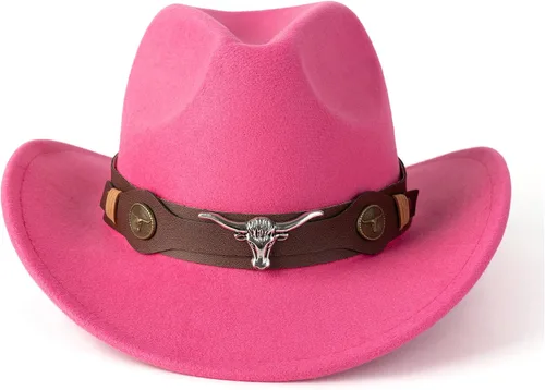 Vista 18 de Sombreros clásicos de vaquera occidental para mujer con cinturón ancho Negro