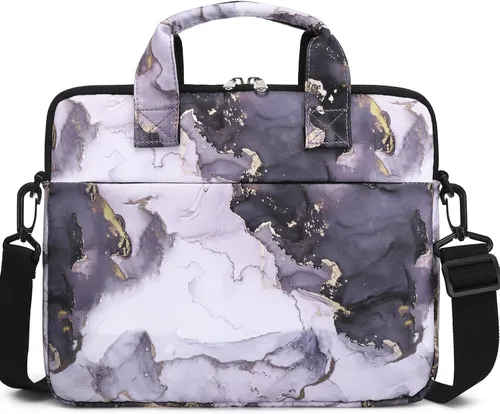 Vista 9 de JIANYA Bolsa de transporte para tableta para niños con correa para el hombro, 10-12.5 pulgadas, mármol cian
