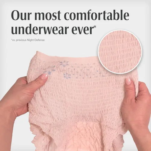 Vista 5 de Depend Night Defense - Pañales para adultos, ropa interior para incontinencia y fugas de vejiga posparto para mujer, desechables, durante la noche