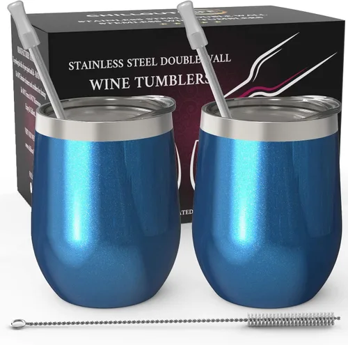 Vista 17 de CHILLOUT LIFE - Vaso de acero inoxidable de 12 onzas con tapa y caja de regalo, diseño de viaje con recubrimiento en polvo, aislamiento al vacío
