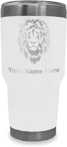 Vista 18 de LaserGram Vaso aislado al vacío de 20 onzas, cabeza de león, grabado personalizado incluido (negro)