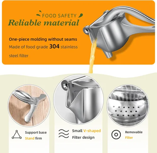 Vista 5 de Exprimidor, Extractor de Jugo de Fruta Fresca de Aleación de Aluminio, Exprimidor de Jugo Manual de Mano, exprimidor manual, Fácil de Limpiar
