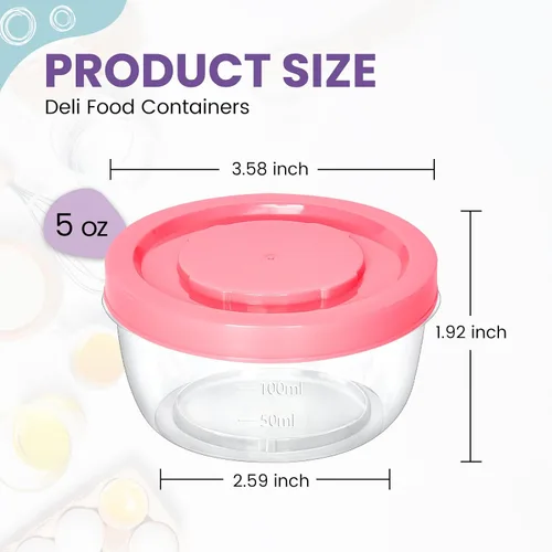 Vista 2 de TOFLEN Recipientes pequeños reutilizables para congelador de 5 onzas, recipientes de plástico para almacenamiento de alimentos con tapas de rosca, a