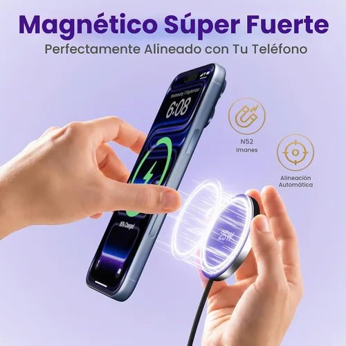 Vista 6 de Cargador inalámbrico MagSafe de 25 W para almohadilla magnética de carga 1Negro