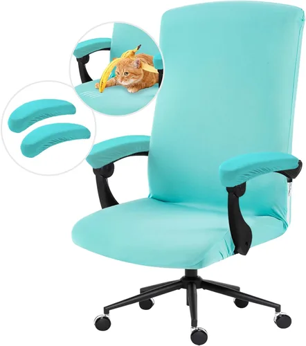 Vista 47 de Fundas elásticas resistentes al agua para sillas de computadora - Protectores lavables para respaldo giratorio y asiento para mascotas - Negro