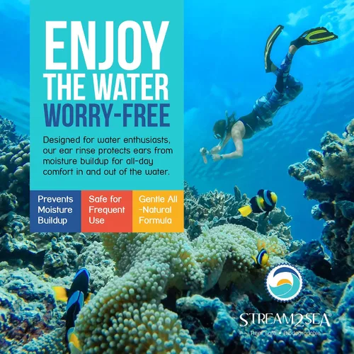 Vista 3 de Stream2Sea Water Sport - Enjuague de oídos para nadadores, buceadores y surfistas, 1 onza líquida, gotas naturales biodegradables para los oídos