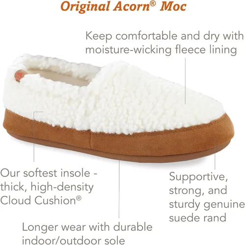 Vista 3 de Acorn - Pantuflas estilo mocasín para mujer Hojas marrones y rosadas