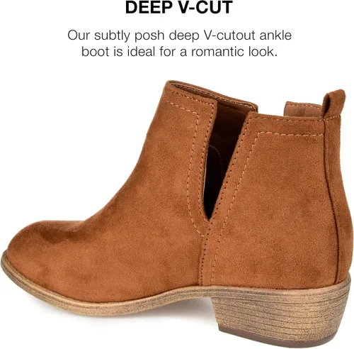 Vista 3 de Journee Collection Botas de gamuza sintética con punta redonda para mujer