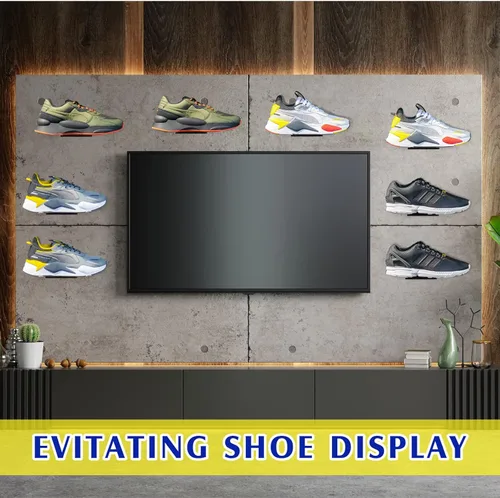 Vista 6 de Treela Paquete de 30 estantes flotantes de exhibición de zapatos para armario, estante de acrílico transparente para zapatos, estante de pared fácil