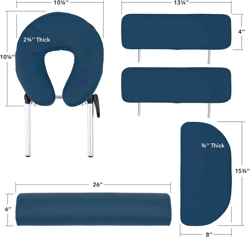 Vista 4 de Saloniture Mesa de masaje portátil profesional con respaldo - azul