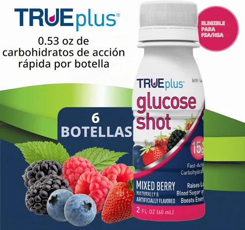 Vista 2 de TRUEplus® Glucose Shots 6 botellas - Bayas mixtas