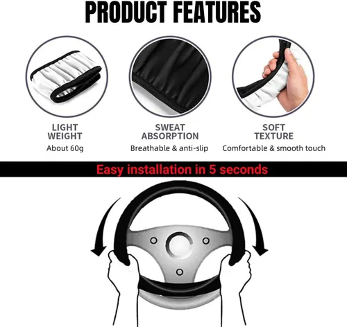 Vista 4 de Funda de cuero para volante compatible con RLX/MDX/ZDX/TLX/TL/RDX A SPEC tamaño universal (blanco) (A)