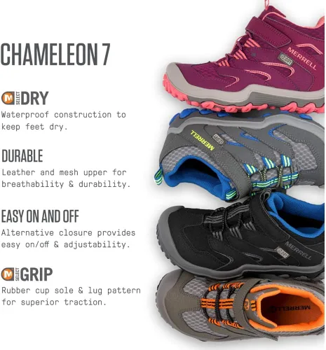 Vista 6 de Merrell Botas de senderismo Chameleon 7 Access Mid aC WTR unisex para niños