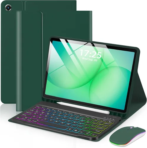 Vista 18 de Funda EAMPANG con teclado ratón para Samsung Galaxy Tab A9 Plus de 11 pulgadas (SM-X210/X215/X216/X218), teclado magnético desmontable USB-C