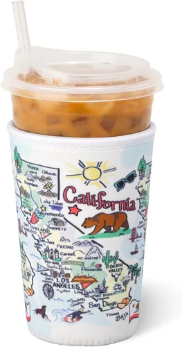 Vista 26 de Swig Life Funda Mediana para Taza de Café Helado Coolie, Funda Aislante de Taza de Café Helado Estándar de 22oz con Asa, Funda Aislante de Neopreno