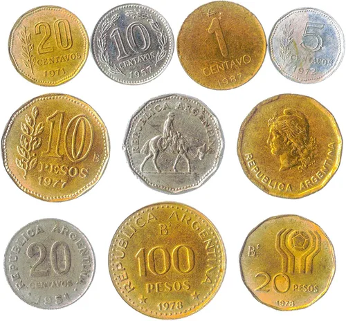 Vista 3 de Argentina 10 Monedas Mixtas de Novedad Cabeza de la Libertad Sol de Mayo Token Mundial Monedas de Fantasía