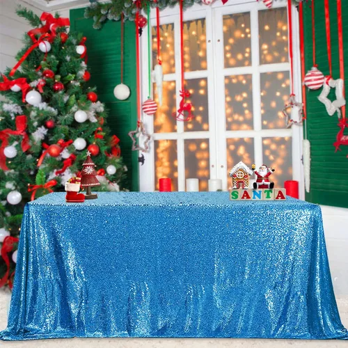 Vista 109 de B-COOL Mantel de lentejuelas con brillo para mesas, color azul bebé, mantel de lentejuelas para decoración de mesas, para bodas, Navidad
