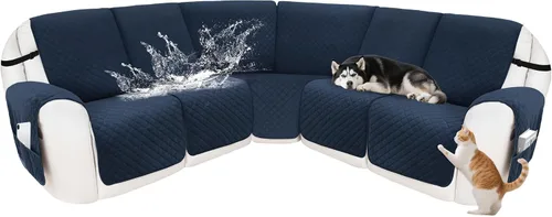 Vista 63 de Fundas para sofá modular reclinable, de terciopelo en forma de L, funda de consola central para perros y mascotas, lavable antideslizante, 1 funda