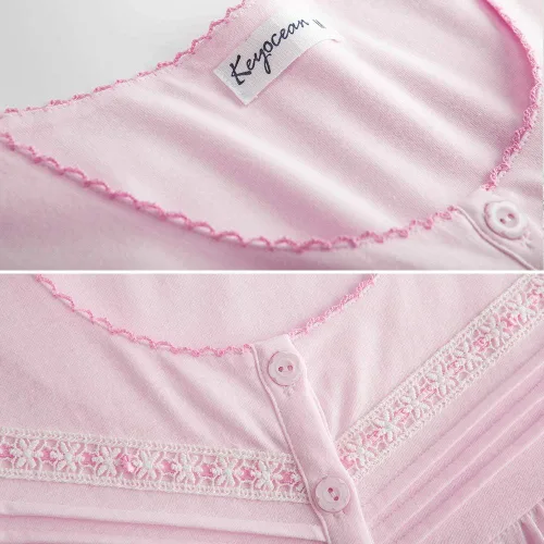 Vista 9 de Keyocean - Camisones para mujer, 100% algodón, suave, ligero, cómodo, ropa de dormir
