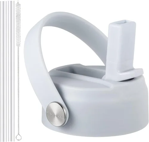 Vista 24 de Tapa de popote RRegeny para Hidromatraz de Boca Ancha 32 40 oz, Tapas con asa flexible compatible con Hidromatraz, Tapa deportiva de repuesto