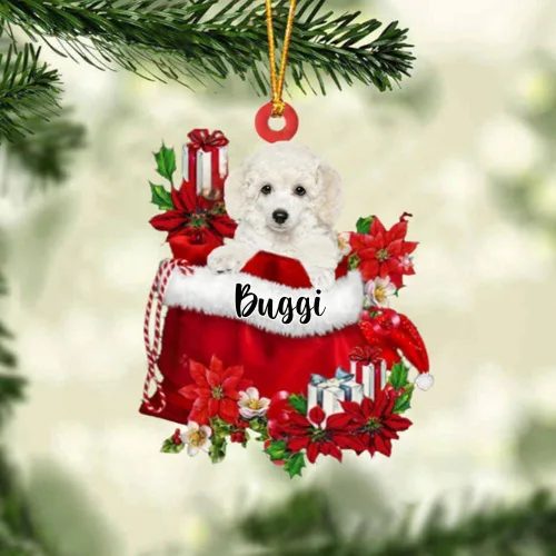 Vista 74 de Perro Akita Inu personalizado en bolsa de regalo, adorno de Navidad, nombre personalizado, regalo para amantes de los perros, familia, Navidad