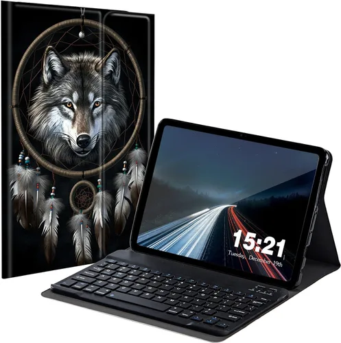 Vista 14 de Funda de teclado para Samsung Galaxy Tab S6 Lite 2022/2020, Galaxy Tab S6 Lite SM-P610/P613/P615/P619 con teclado Bluetooth inalámbrico desmontable
