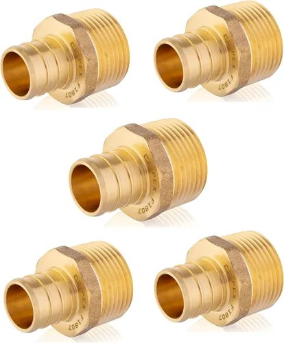 Vista 11 de (Paquete de 2) EFIELD Barb Crimp Pex Adaptador Macho NPT de 3/4 Pulgada x 3/4 Pulgada, Accesorio de Latón, ASTM F1807, (PEX1807021-2PCS)