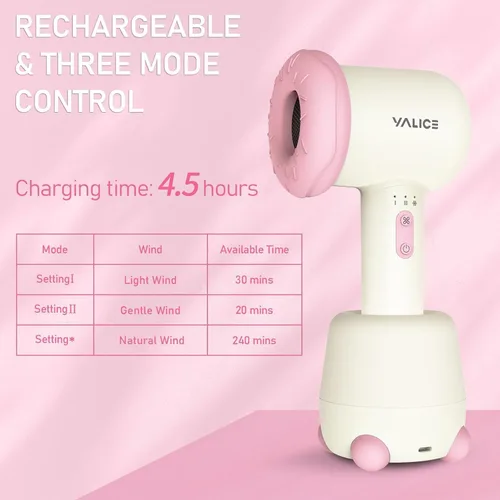 Vista 6 de YALICE Secador de pelo inalámbrico para bebés y niños, secador de pelo portátil con flujo de aire suave y cuidado iónico de bajo calor para bebés, 3