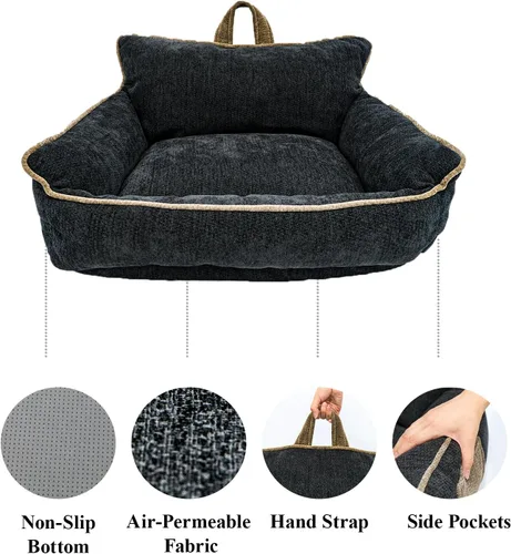 Vista 5 de Cama lavable para perros de tamaño mediano, camas para mascotas para perros medianos, sofá cama para perros con funda extraíble lavable, cálida