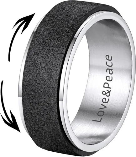 Vista 29 de Supcare Anillos antiestrés para mujer de 4/6/0.315 in para la ansiedad, anillo de pulgar con chorro de arena, regalo para mujeres, talla 7-14