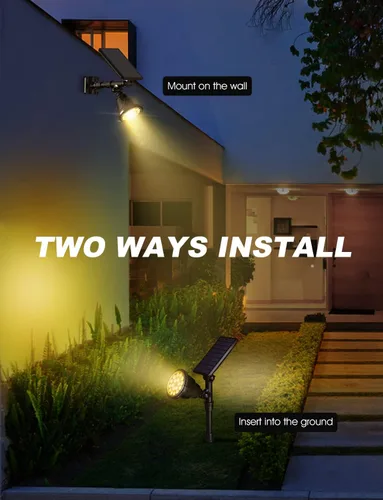 Vista 6 de DBF Luces solares para exteriores, luz cálida ajustable para exteriores, panel solar de 2.5 W y brillante, 2 en 1, impermeables, para paisaje