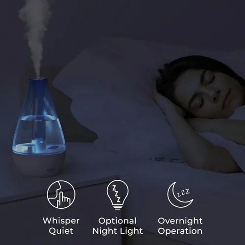 Vista 4 de Humidificador de vapor frío MistAire Studio, ultrasónico, para habitaciones pequeñas, unidad de humidificación portable, ideal para viajar