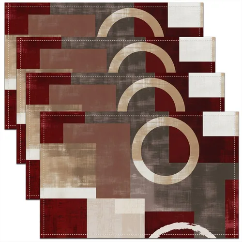 Vista 24 de Modern Circles - Juego de 4 manteles individuales de 12 x 18 pulgadas, patrón geométrico abstracto, decorativo, para niños, adolescentes y adultos