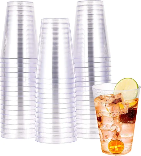Vista 12 de JOLLY CHEF Paquete de 100 vasos de plástico dorados de 12 onzas, vasos dorados desechables, vasos de fiesta resistentes para bodas, Acción de 39.4 in