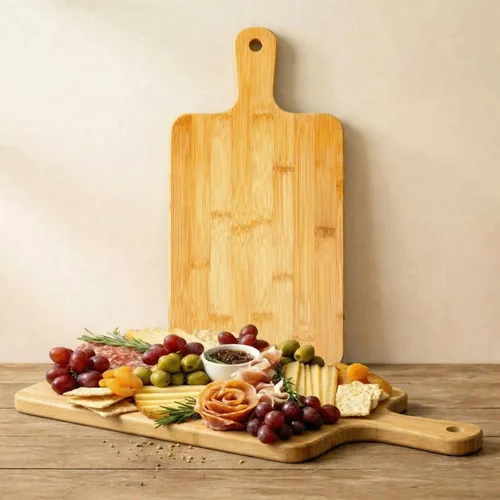 Vista 17 de Nuenen Tabla de cortar de madera con mango de 12 x 11 x 0.47 pulgadas, tablas de cortar de madera de bambú de acacia para cocina, pizza, pan, queso