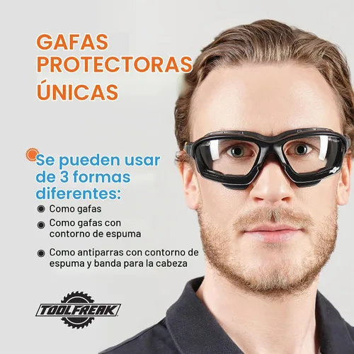 Vista 2 de ToolFreak Spoggles – Lente transparente con funda rígida – Gafas de seguridad y gafas protectoras – Lente de policarbonato, clasificación ANSI Z87