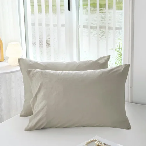 Vista 14 de MILDLY Funda de almohada súper suave – Fundas de almohada ligeras de microfibra lavada, tamaño King, color gris, 2 unidades, fácil cuidado